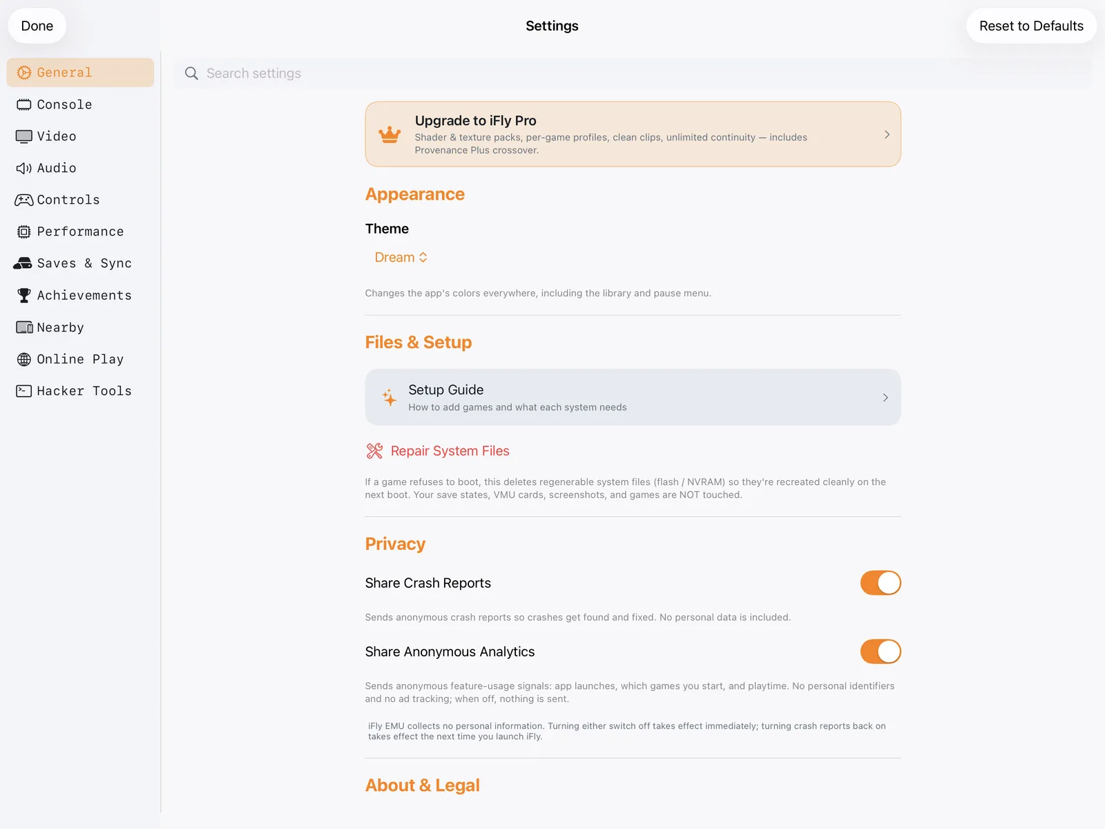 iFly iPad – settings
