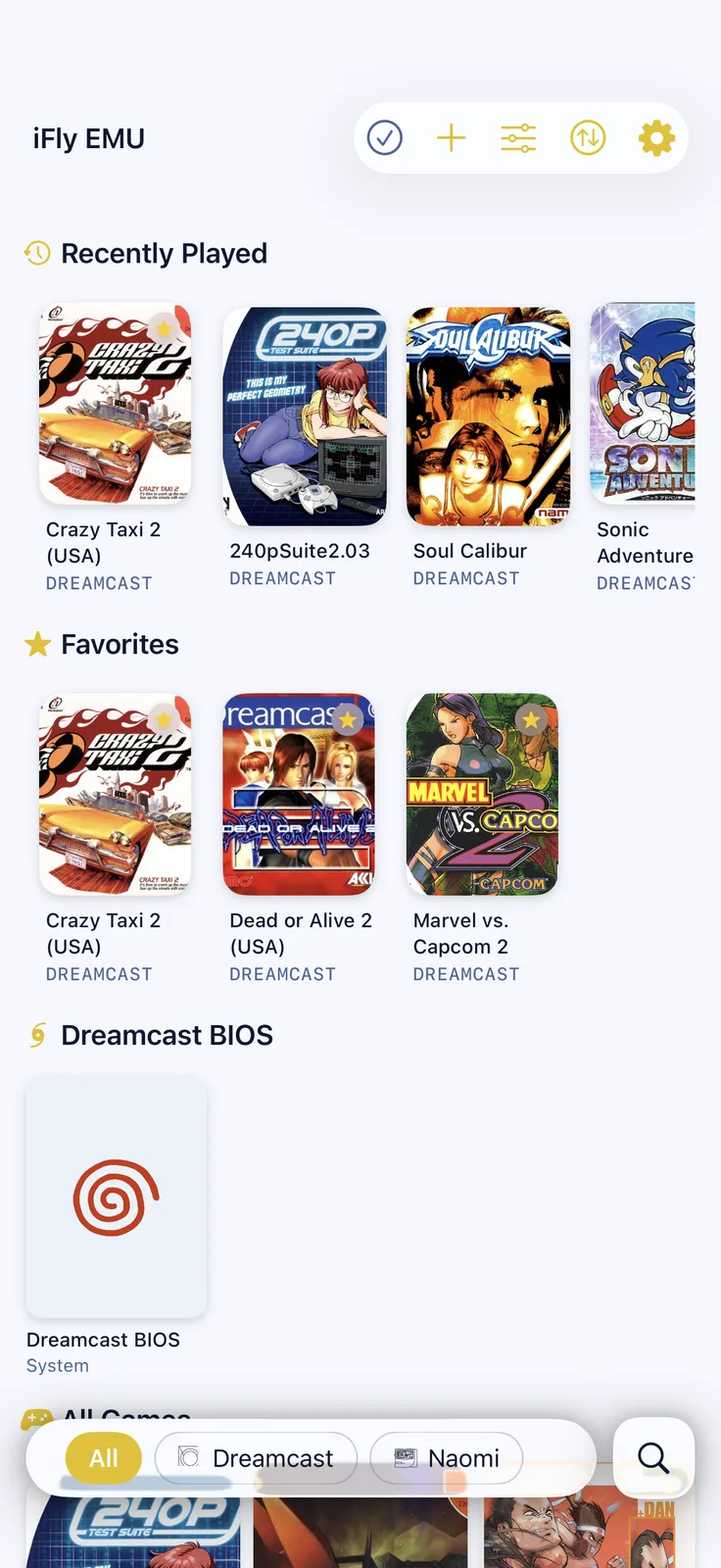 iFly iPhone – game library, Sega Blue in-app theme